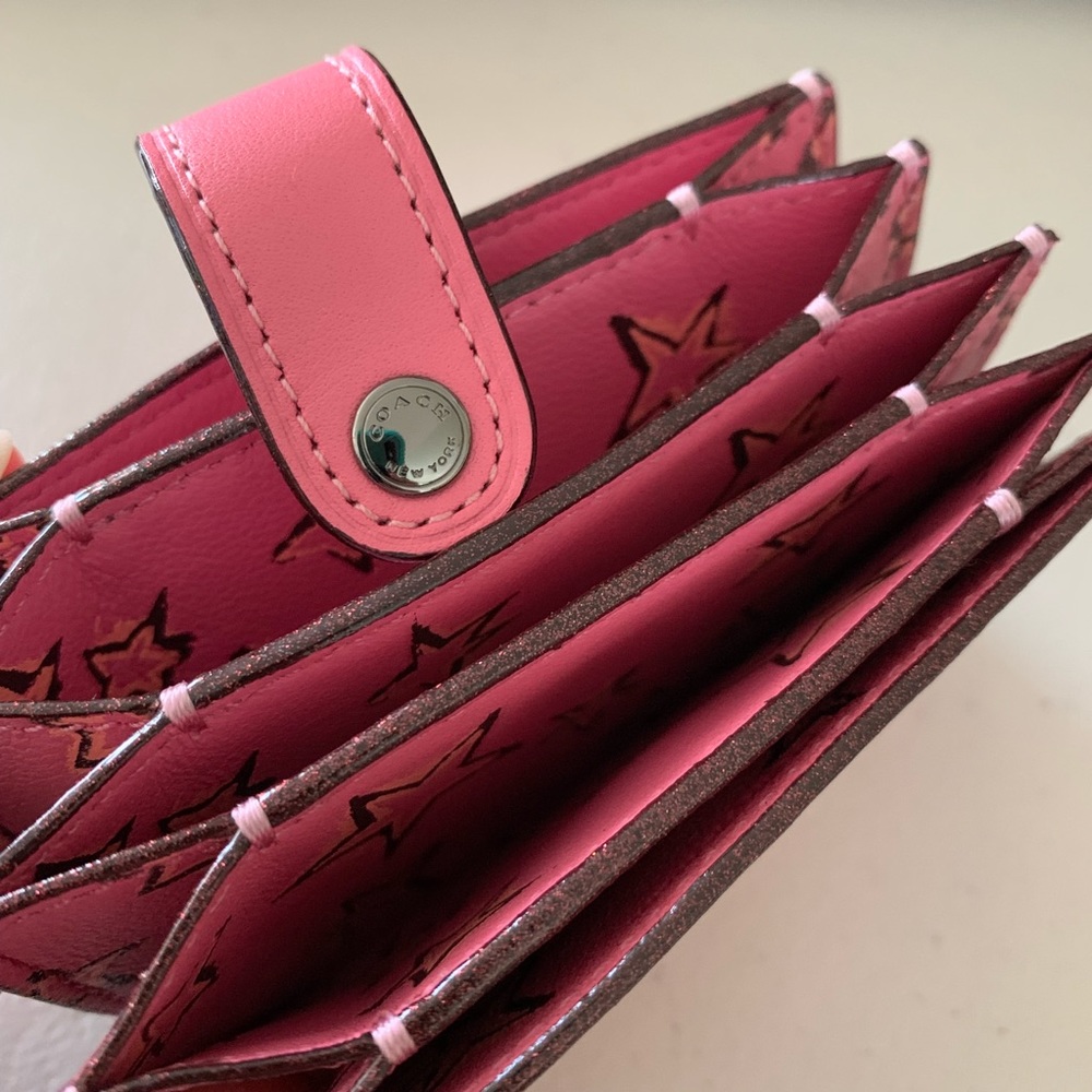 COACH pink star card holder